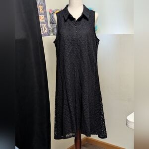 Dana Buchman Black Sleeveless Lace Midi Dress